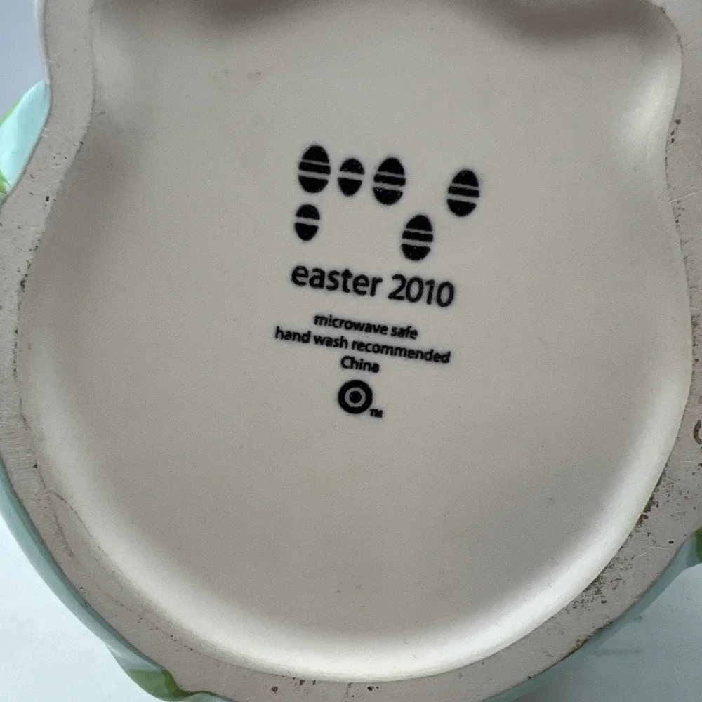 2010 Jelly Bean Candy Ceramic Blue Egg Carrot‎ Bunny Jar w Lid Easter